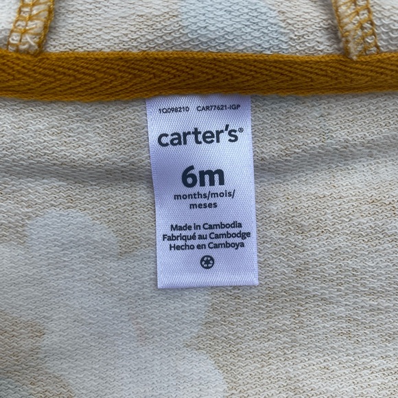 Carter’s Hooded Cotton Jumpsuit - Yellow/Floral, Size 6m - Picture 3 of 4